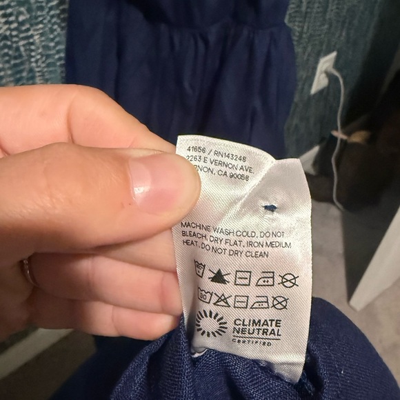 Reformation Rowen Linen Navy Blue Midi Dress - Picture 10 of 10